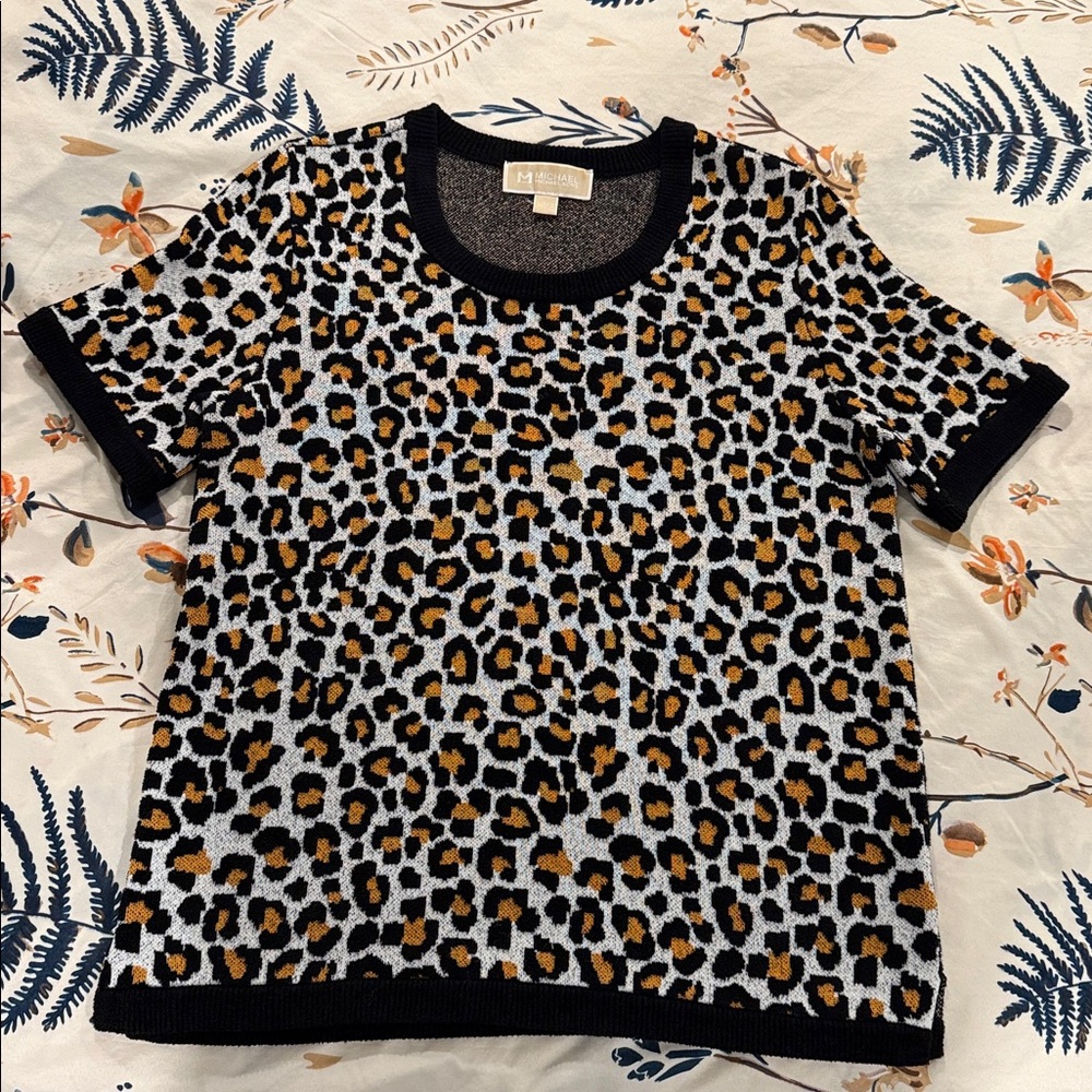 Michael Kors Black and Gold Leopard Sweater